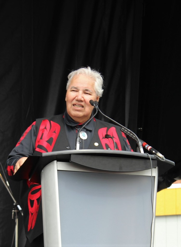 Justice Murray Sinclair speaking in open air as he released the Truth and Reconciliation Commission report in Ottawa in June 2015. 